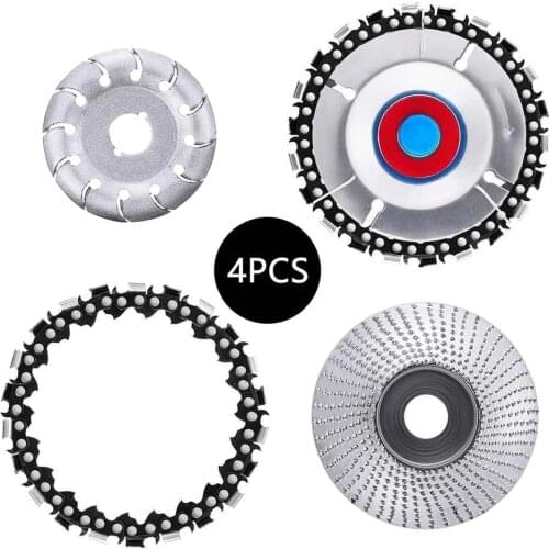 4PCS Grinder Chain Disc Set Wood Grinding Wheel 12 Teeth Wood Shaping For Wood Polishing Grinding Wheel Tool Chainsaw Disc