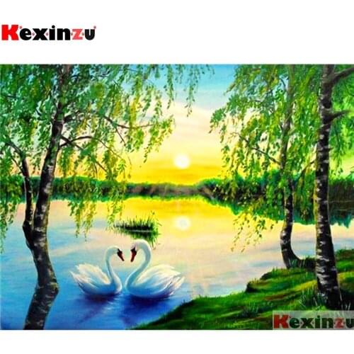 Full Square/Round 5d Diamond Painting Swan Lake 3d Embroidery Cross Stitch Diamond Mosaic Full Picture Rhinestone Decor W64312