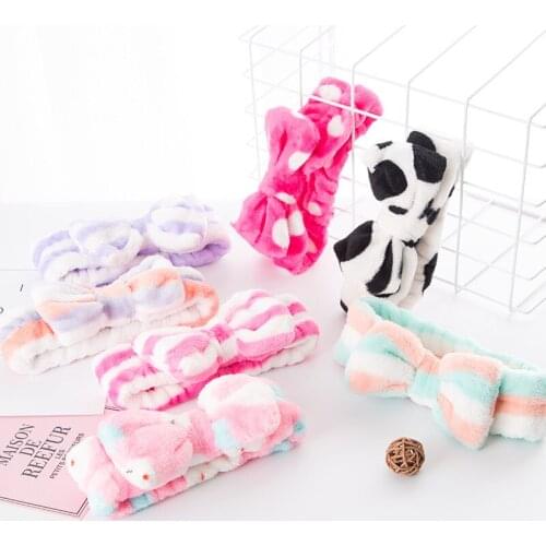 Top Kont Hairband Elastic Hair Band For Women Girls Wash Face Turban Headwear Hair Accessories Coral Fleece Soft Headband Cross