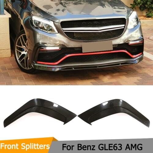 GLE Class Front Bumper Splitters Fins Canards For Mercedes-Benz GLE Class GLE63 AMG 2015 - 2018 Carbon Fiber