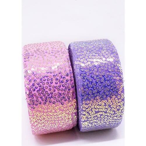 Top Ribbon new arrival 5 yard/roll 3 inch 75MM Reversible Sequin Ribbon
