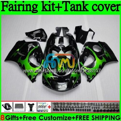 +Tank For SUZUKI GSXR600 Green flames GSXR 750 600 SRAD GSXR750 92BS.3 GSXR-600 96 97 98 99 00 1996 1997 1998 1999 2000 Fairing