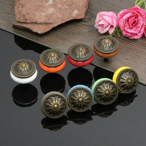 Rade drawer handle modern minimalist single hole Chinese zinc alloy round retro bronze cabinet wardrobe door handle