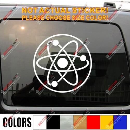 Atom Symbol Decal Sticker Car Vinyl pick size color die cut no bkgrd round