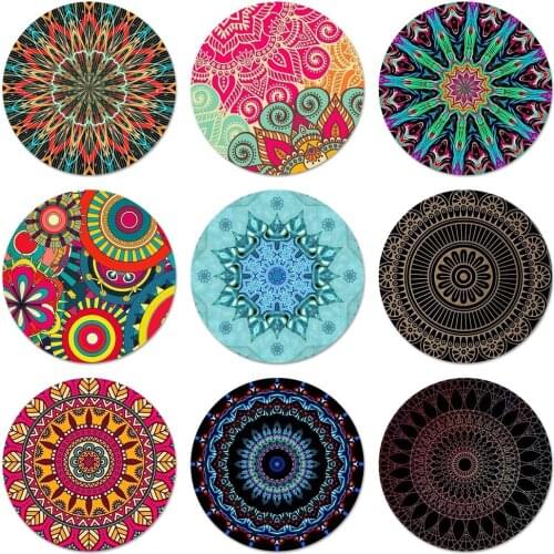 Blue totem mandala flower Icons Pins Badge Decoration Brooches Metal Badges For Backpack Decoration 58mm