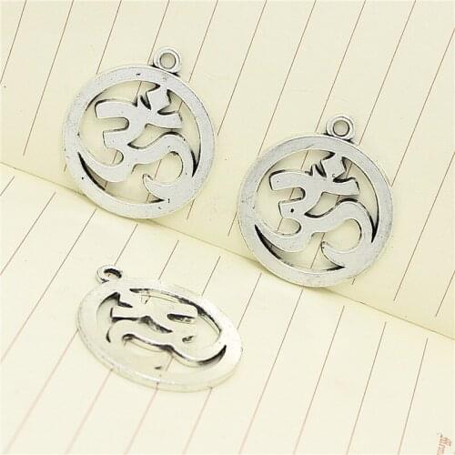 Sweet Bell 20 pcs 25*29mm Antique alloy round OM/OHM/3D Sign charms Pendant Diy Jewelry Findings Accessories D1044