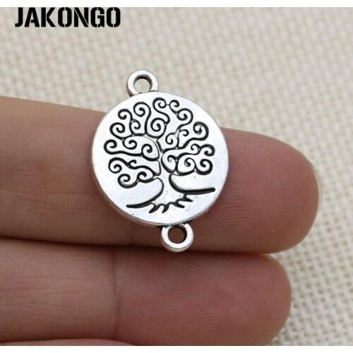 20PCS Antique Silver Plated Tree of Life Charm Connectors for Jewelry Making Bracelets Findings Accessories Craft DIY 27x20mm