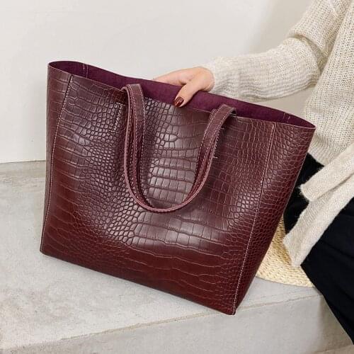 Large Stone Pattern PU Leather Shoulder Bags for Women 2021 Fashion Handbags and Purses Female Travel Trend Hand Bag