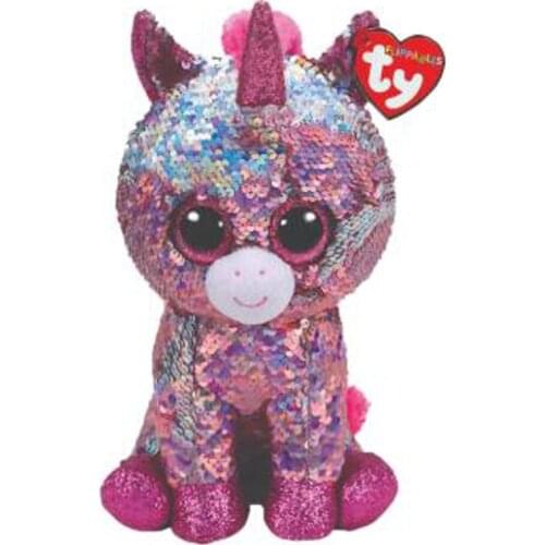 Ty Stuffed & Plush Flippable Sequin Pink Unicorn Toy Doll