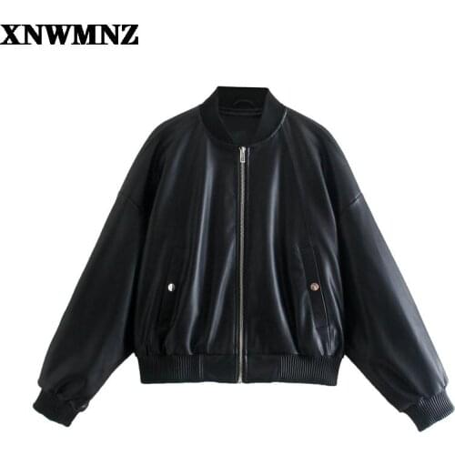 XNWMNZ Women's Black Bomber Jackets