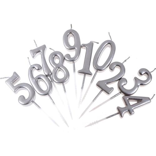 1pc Silver Pink Gold Number Candle for Cake Topper Birthday Party Anniversary Cake Numbers Decorations Age Candle Baby Shower