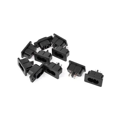 IEC320 C8 Male Plug Self Lock Power Socket Rice Cooker Adapters 10 Pcs