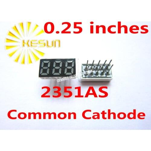 10PCS x 0.25 inches Red Common Cathode/Anode 3 Digital Tube 2351AS 2351BS LED Display Module