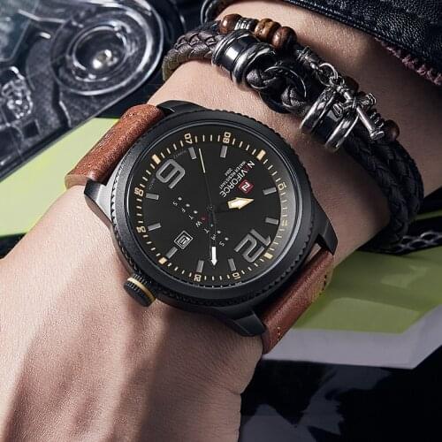 2020 Luxury Brand NAVIFORCE Date Quartz Watch Men Casual Military Sports Watches Leather Wristwatch Male Relogio Masculino Clock