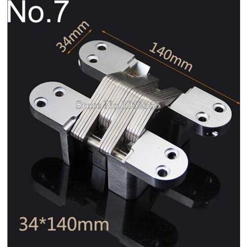 2X Invisible Concealed Cross Door Hinge 34x140mm Stainless Steel Hidden Hinge Bearing 60KG For Folding Door Background Wall K101