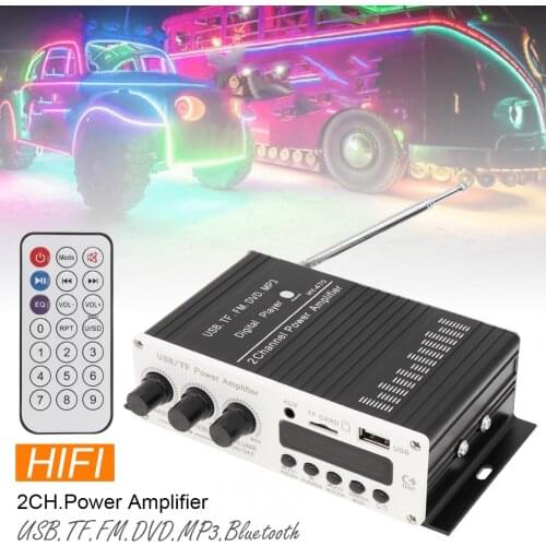 2 x 20W Remote Control Bluetooth 2CH HI-FI Car Audio Amplifier FM Radio Player Support SD / USB / MP3 /DVD/ AUX for Car Home