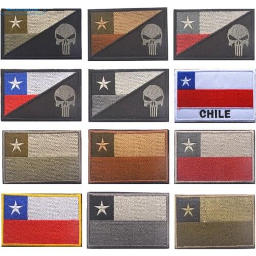 5pcs/lot Chile Flag CHILEAN NATIONAL FLAG Patch Tactical Patch Hook Loop Badge Decor Patches