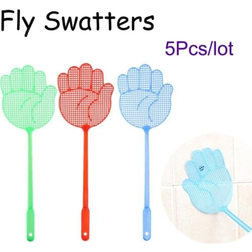5Pcs/lot Cute Palm Shaped Flyswatter Plastic Fly Swatters Mosquito Pest Control Insect Killer Kitchen Long Handle Flies Pat