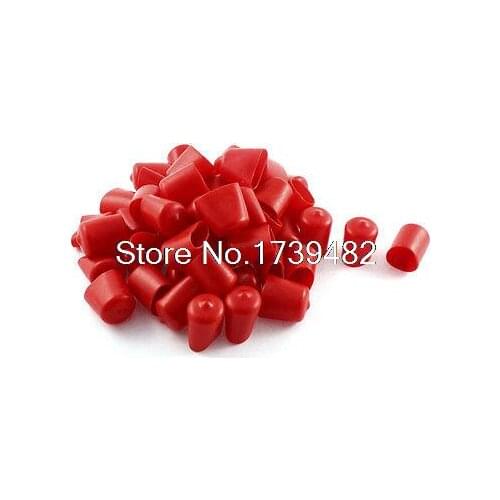 50Pcs Red Soft Plastic PVC Insulated End Sleeves Caps Cover 20mm Dia