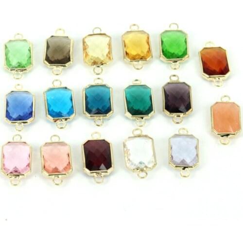50pcs Mixed Crystal Quartz Faceted Beads 10x14mm Square Colorful Glass Crystal Pendant DIY Jewelry Making & Bracelet & Necklace
