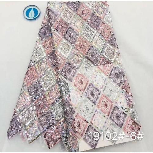 African Lace Fabric 2021 High Quality Lace Material Sequins French Tulle Lace Fabric For Women Wedding Evening Dress D37511