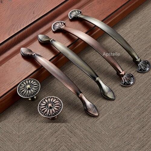 Kitchen Cupboard Handle Antique Drawer Cabinet Pulls Zinc Alloy Dresser Furniture Hardware European Fashion Bronze Black