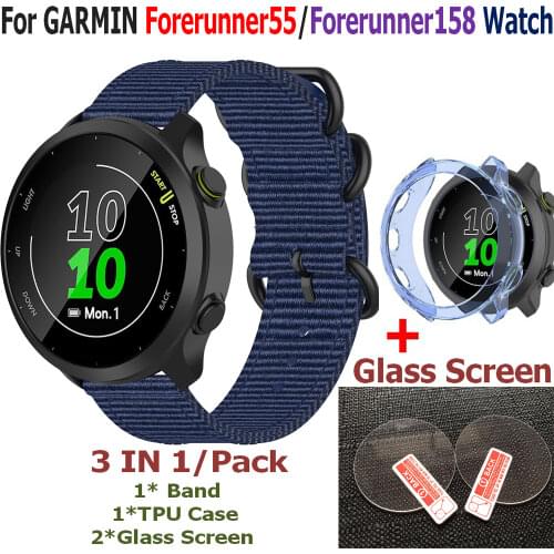 3 In1 Bracelet Wrist Band For Garmin Forerunner55/Forerunner158 Watch Strap Cover Protective Case Forerunner 55 Screen Protector