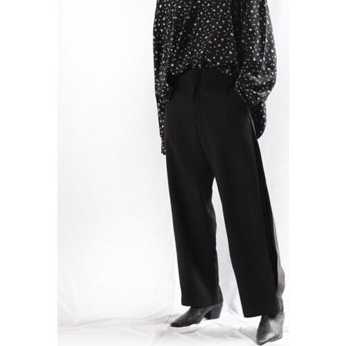 Mens pants loose size new fashion trend high versatile casual pants pleated wide leg pants straight suit pants