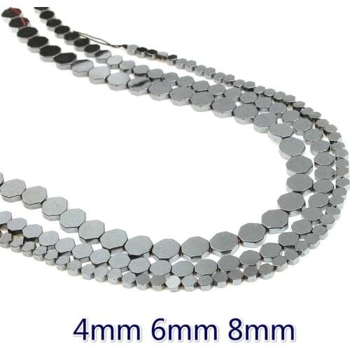 Natural Obsidian Magnet Beads Vacuum Plating Hexagon Hematite Beads DIY Making Bracelet Necklace Accessories