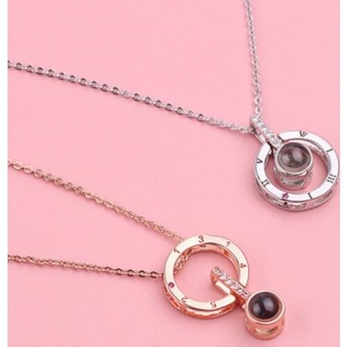 Letter Necklace 100 Languages I Love You Projection Pendant Necklace Women Jewelry Collier Femme Bijoux Best Friends Gifts 2021