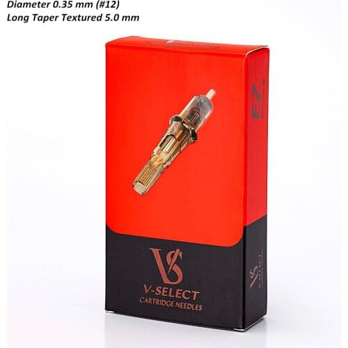 EZ V System Cartridge Tattoo Needles #12 (0.35 MM) Curved Magnum Long Taper Textured for Rotary Machines 20 PCS/Box