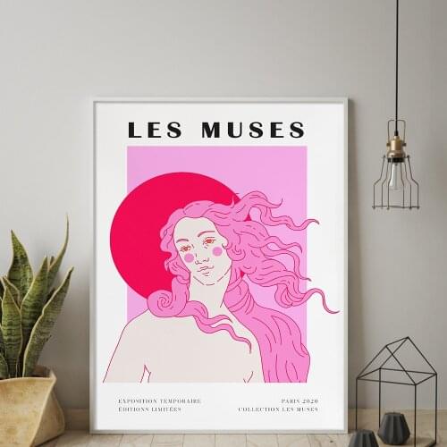 Feminist Gifts Retro Poster Altered Art The Birth Of Venus Canvas Painting Minimalist Greek Goddess Pink Wall Art Home Decor