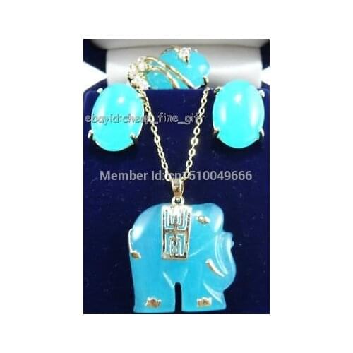 Hot sale Blue STONE Pendant Earring Ring set