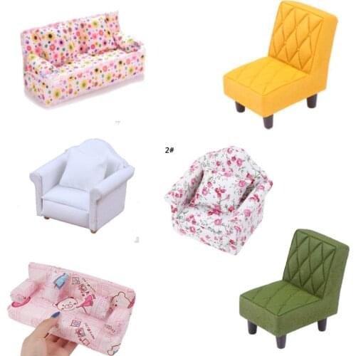 Kid Pretend Play Sofa Simulation Mini Sofa Stool Chair Furniture Model Toys for Doll House Decoration Dollhouse Miniature Access