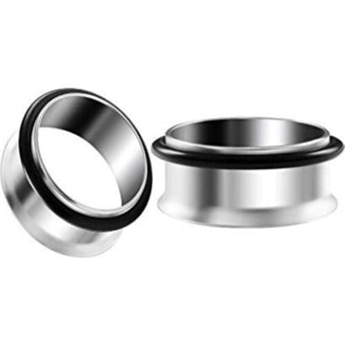 JFORYOU Pair of 316L Surgical Steel Single Flared Piercing Jewelry Stretcher Ear Plugs Earring Lobe O-Ring Flesh Tunnel