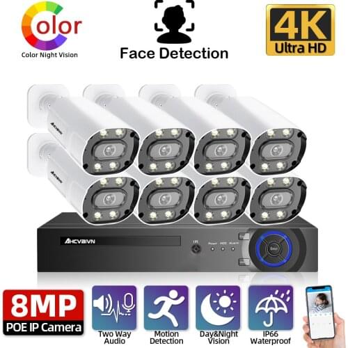 H.265 CCTV Camera Security System Kit 16ch POE 5MP NVR 4K Outdoor HD Color Night Vision Video Surveillance IP Camera System Set