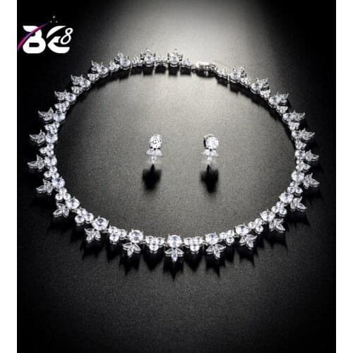 Be 8 New Arrival Water Drop Shape AAA+ CZ Wedding Jewelry Sets Women Necklaces Pendant Stud Earrings Parure Bijoux Femme S167