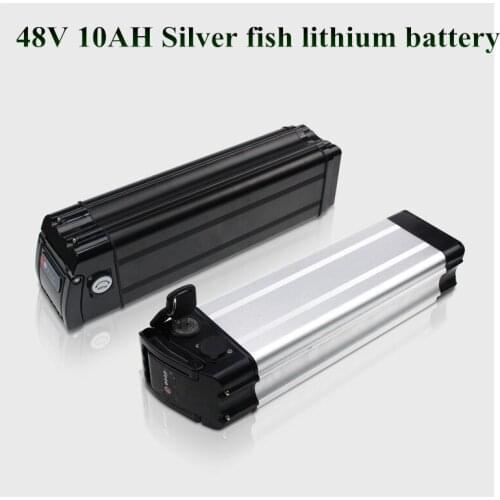 48v lithium ion battery silver fish case electric bike battery 48v 10ah ebike li-ion battery keys down up discharge 2A charger