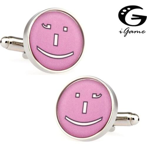 Metal Pink Colour Smile Face Style Hotsale Copper Material Cuff Links