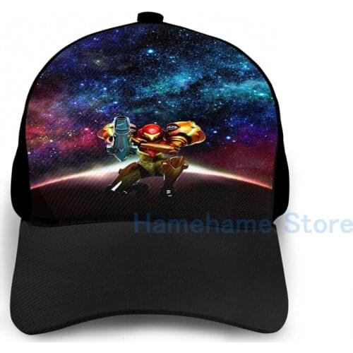 Fashion Metroid Samus Returns Basketball Cap men women Graphic print black Unisex adult hat