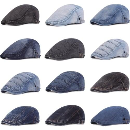 Men Classic Adjustable Cap Denim Hats Casual Newsboy Driving Golf Berets Hat HATCS20001