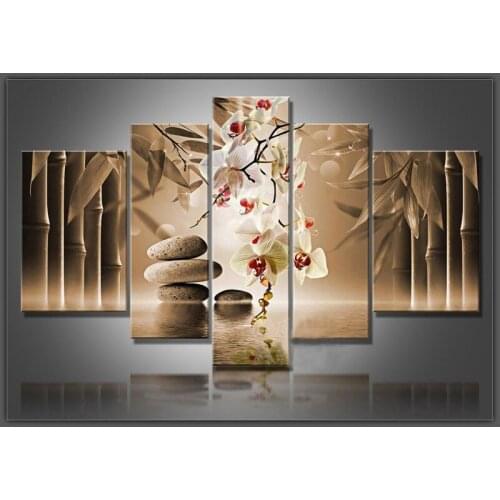 Diy Diamond Painting Full Square Diamond Embroidery Mosaic 5pcs Multipicture Decorative painting "bamboo stone flower"