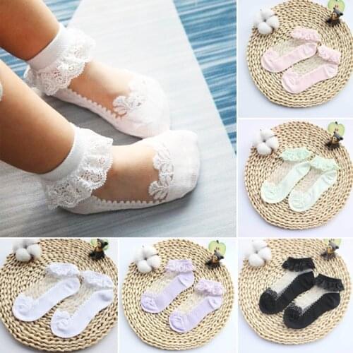 New Hot Cute Lace Flower Mesh Summer Newborn Baby Socks Spring Cotton Baby Girl Bowknot Socks Anti Slip Socks