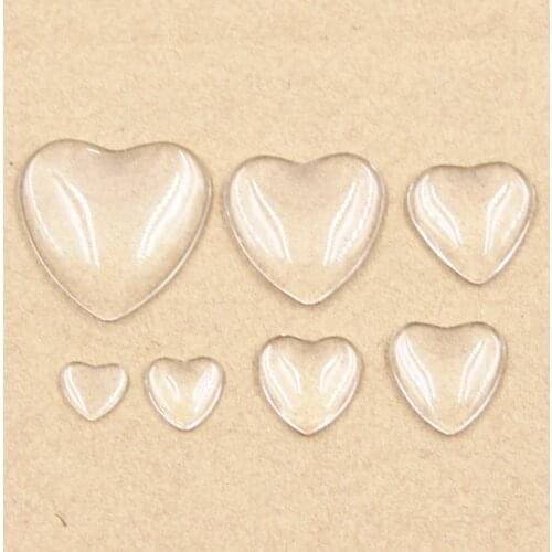 30mm 25mm 20mm 18mm 16mm 12mm 10mm Heart Flat Back Transparent Clear Glass Cabochon High Quality DIY Jewelry Making DIY Findings