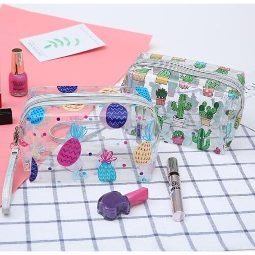 Q 1Pcs Portable Waterproof Multi Purpose High-capacity Cosmetic Bags for Female Cartoon Animal Travel Toiletry Bag Transparent