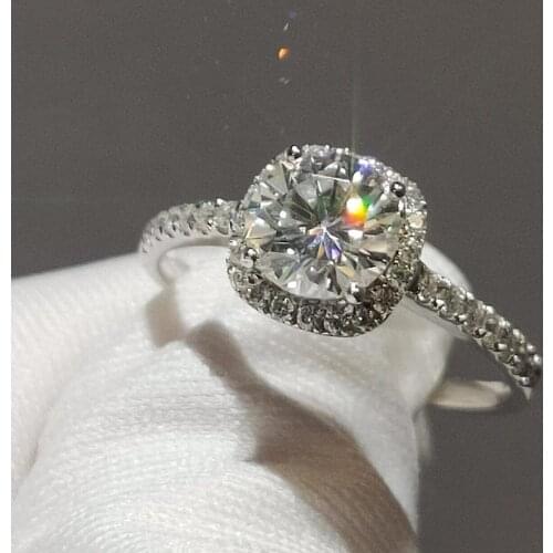 Luxurious 18K White Gold Ring round cut Moissanite Ring Studded with small diamonds Anniversary Ring proposal ring