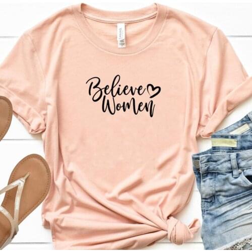 Believe Women Fashion Harujuku Cotton Female Clothing Funny Graphic Short Sleeve unisex T Shirt Christ Jesus O Neck Top Tees