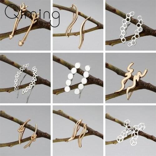 Boho Leaf Earrings Ear Crawlers Wedding Jewelry Trendy Triangle Heart Climber Stud Earring Women Bijoux Christmas Gif