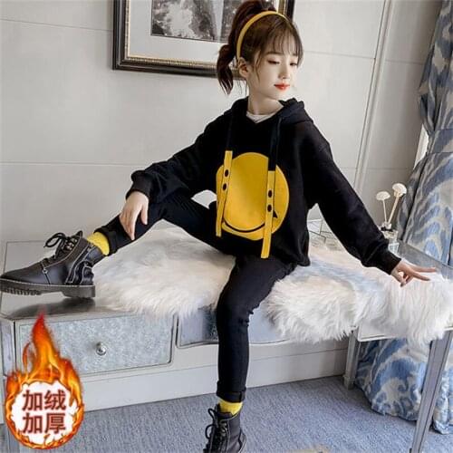 Boys' Girls' Hoodies Sweatshirts Babys Kids Outwear 2021 Simple Plus Velvet Thicken Winter Autumn Top Cotton Childrens Clothin