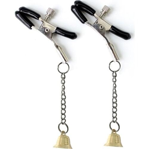 Nipple Clamps Breast Clamps with Metal Chain BDSM Adult Sex Toys for Women + Goldern with Bell